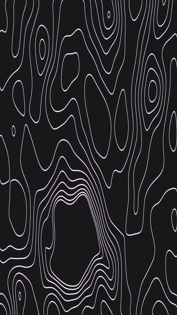 Animated Topographic Map Contour Lines on Black Background