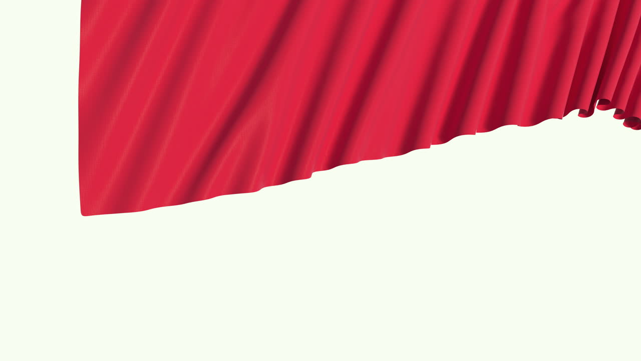 откройте красную ткань, текущую ветром, 3d-рендеринг.