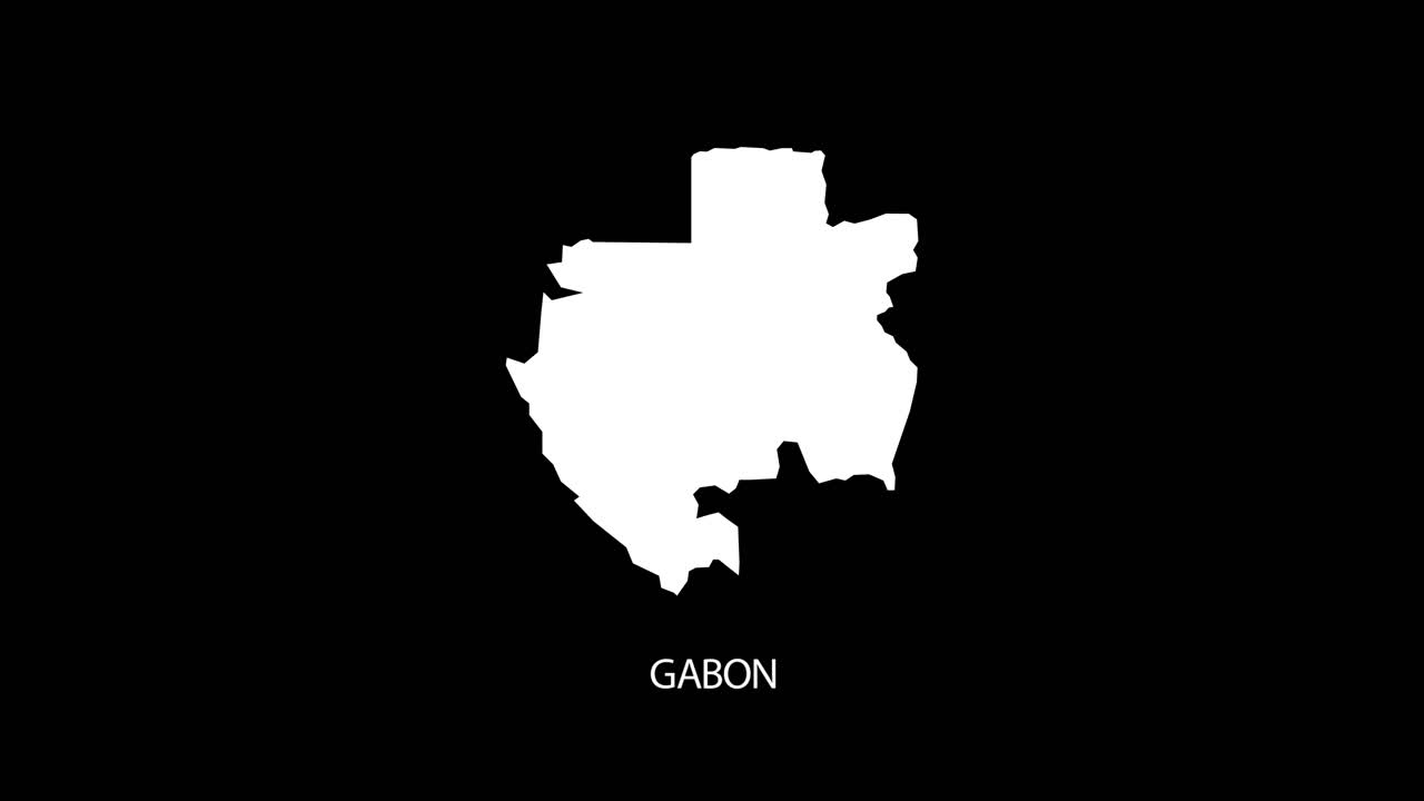 가본 국가 지도에 디지털 공개 및 확대: 국가 이름과 배경을 공개하는 알파 비디오 (gabon country map and title revealing alpha video for editing template)