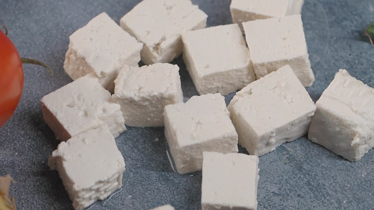 Cubed Tofu on a Plate
