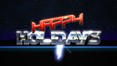 Happy-Holidays-with-thunderbolts-and-mountains-in-night-and-starry-sky