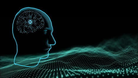 Animation-of-human-brain-and-ai-data-processing-over-black-background