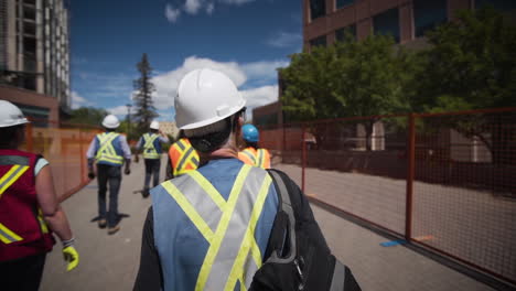 construction worker walking in slow motion on a site