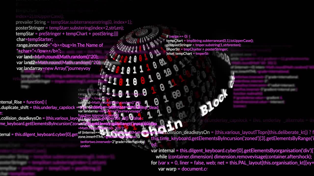 Animation of binary coding data processing over globe