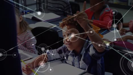 Animation-of-network-of-connections-over-school-children