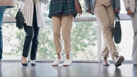 business people, feet and dancing in office