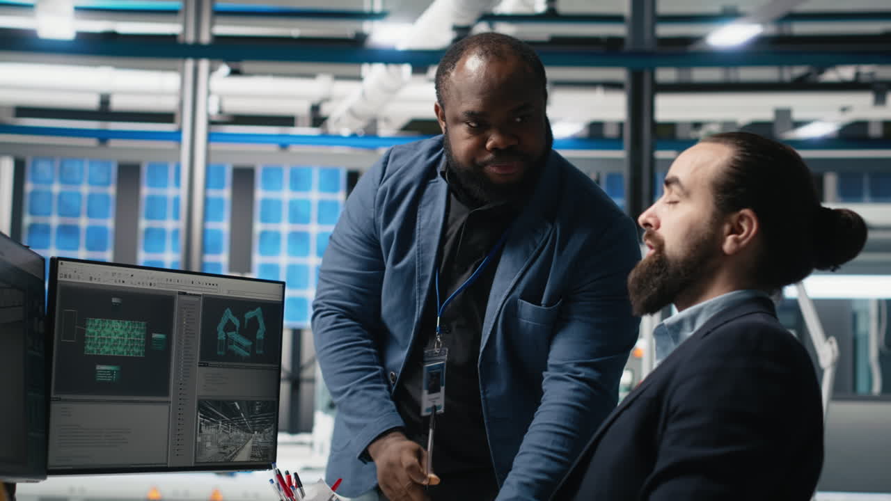 Engineers Collaborating on Robotic Design