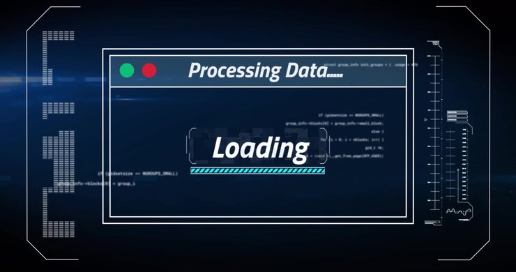 Digital Interface Displaying Data Processing and Loading Progress