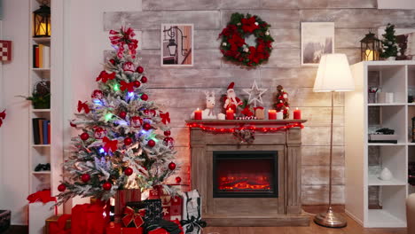 zoom in shot of fireplace burning in a room