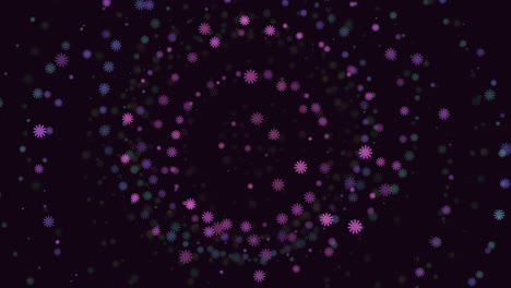exhibición colorida de estrellas y flores en un patrón circular vibrante