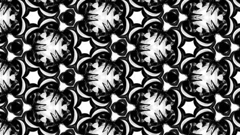 4k seamless looped animation of black and white pattern with ribbons are twisted and formed complex circular structures like symmetric ornament pattern or kaleidoscopic