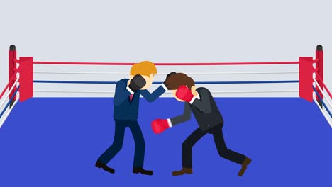 la batalla del hombre de negocios en guantes de boxeo. concepto de competencia de negocios. ilustración de bucle en estilo plano.