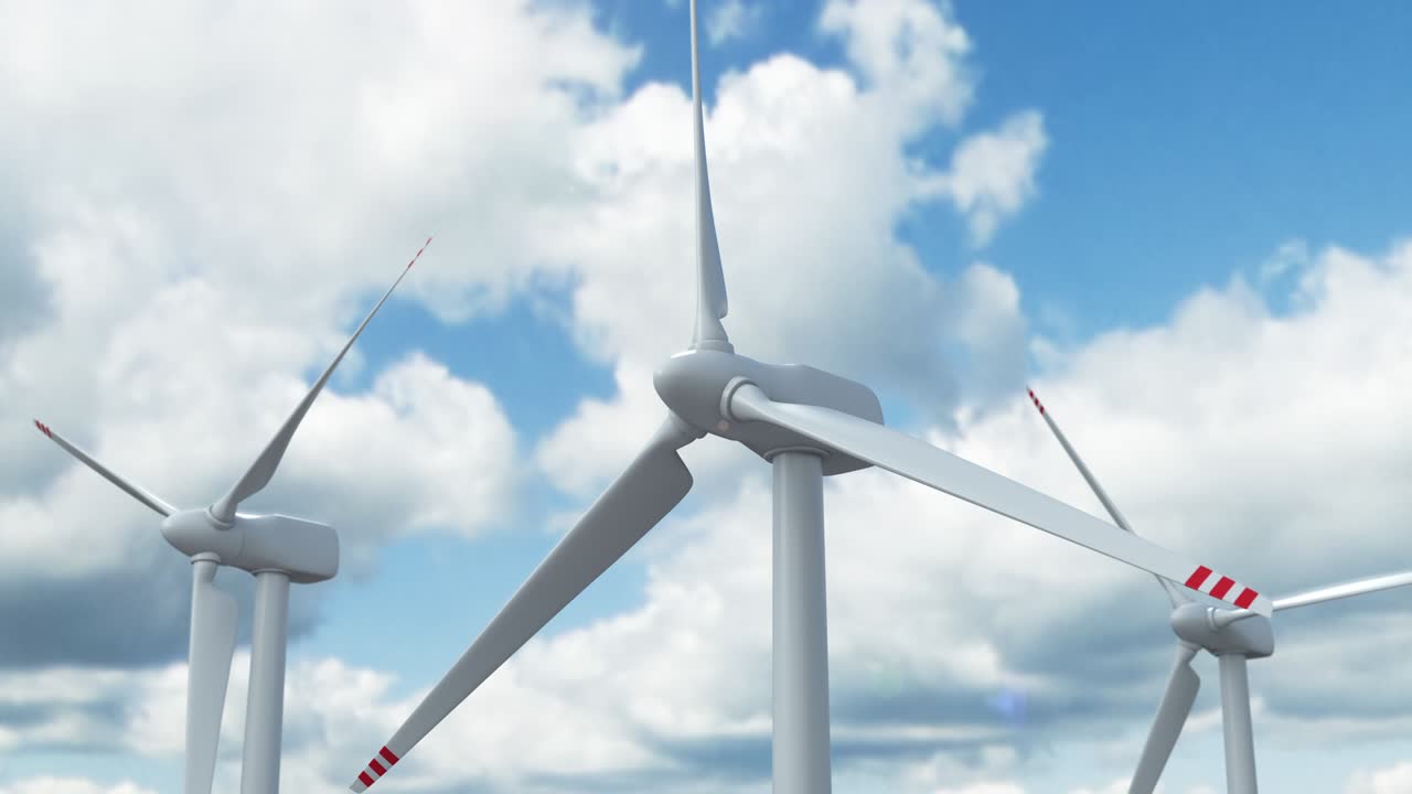 풍력 공장 및 풍력 터빈을 가진 대체 에너지 농장