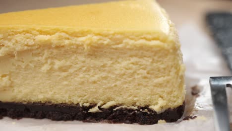 close-up of a slice of cheesecake