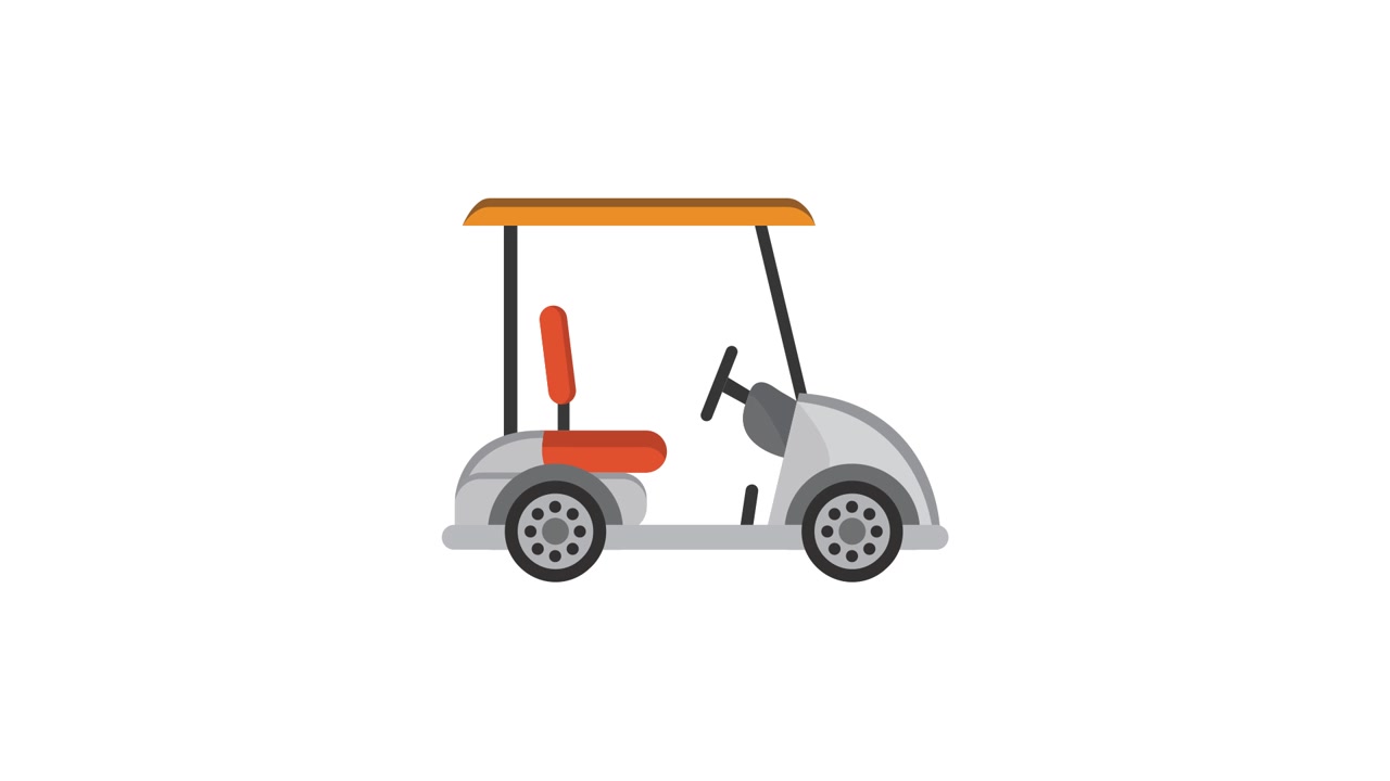 Animazione in flat design di un assemblaggio di golf cart
