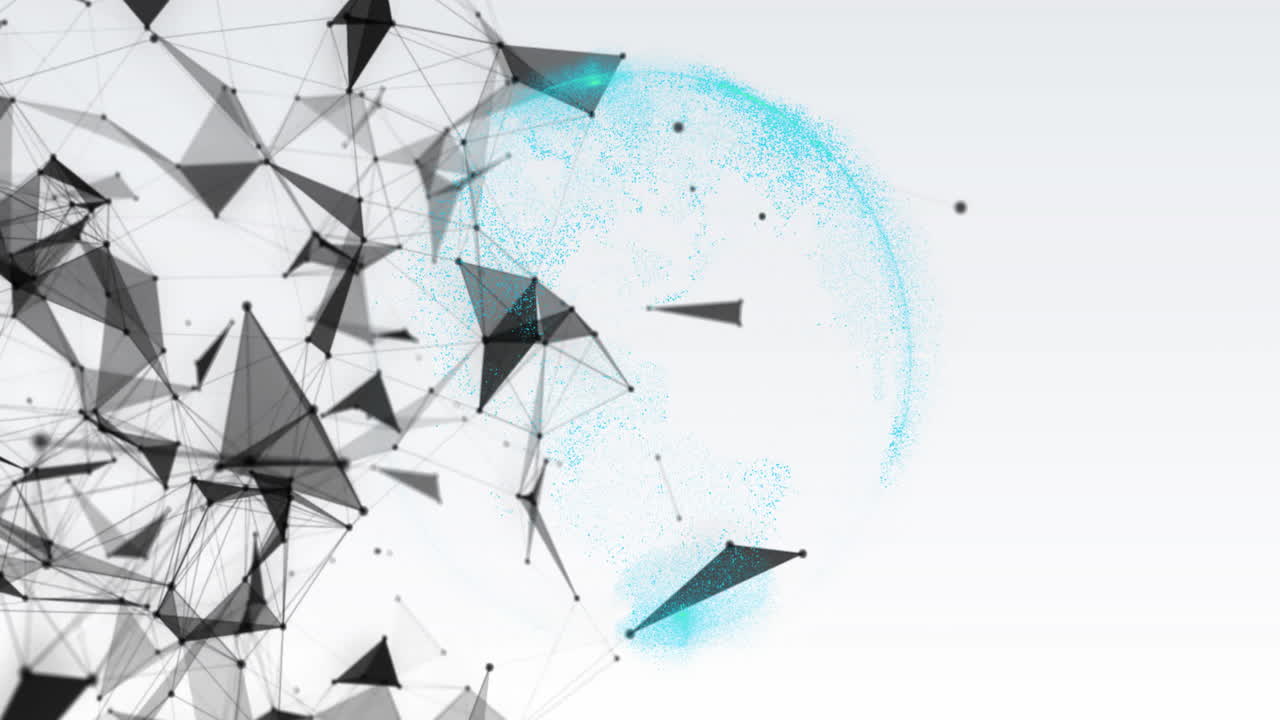 Animation of network of connections over globe on white background