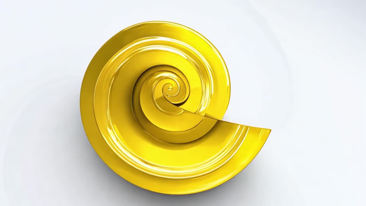 Golden Spiral Abstract Animation on White Background