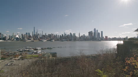 manhattan new york city skyline in the daytime, view from new jersey