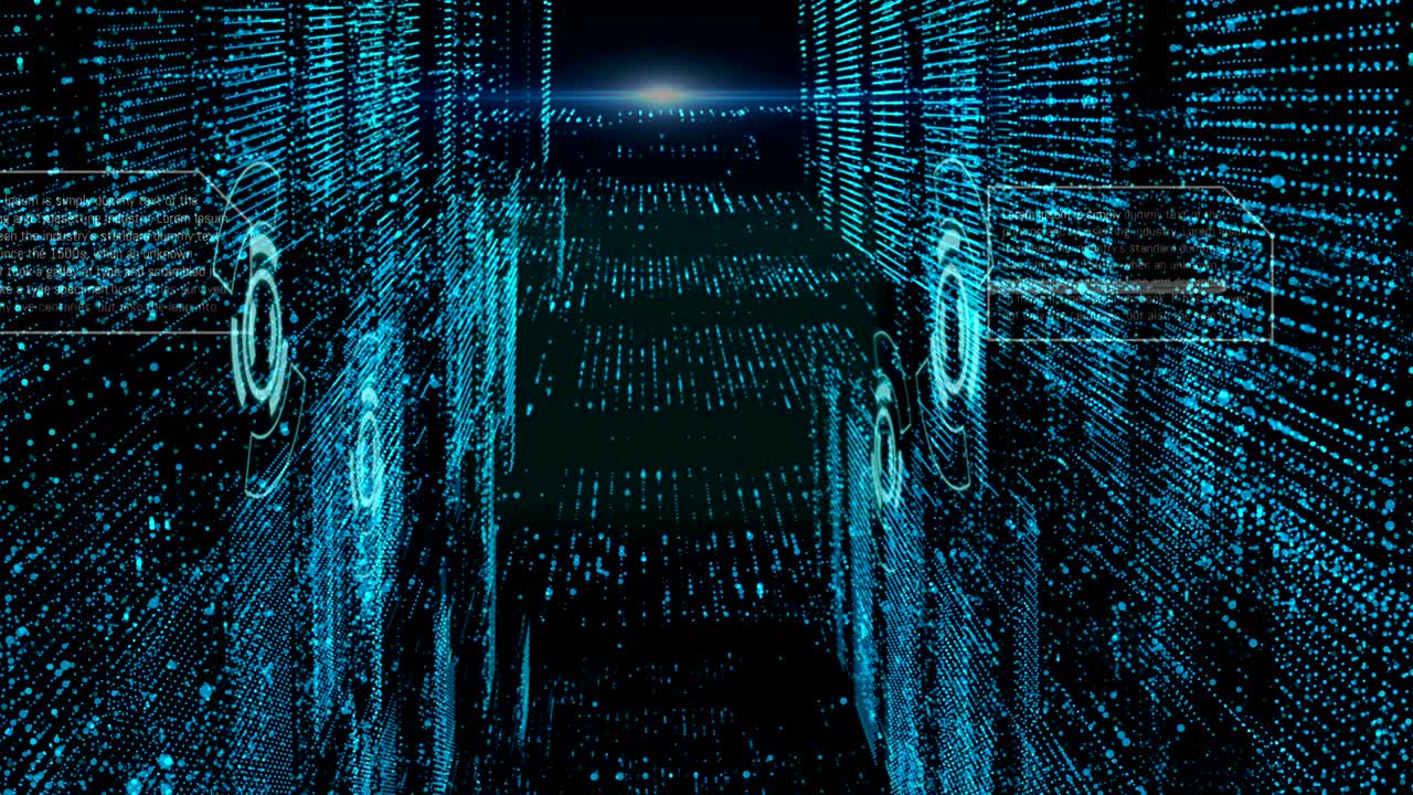 Abstract background with lines from points and light. Motion graphics technology concept