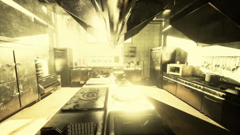 abandoned and dirty industrial kitchen