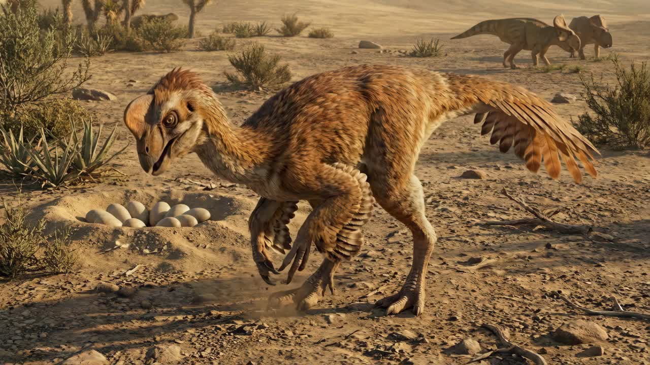 Nido di dinosauri nel deserto