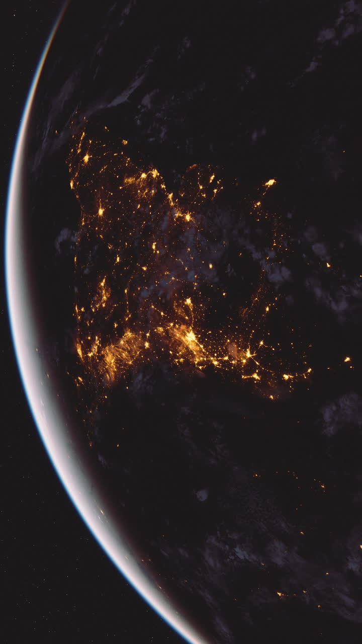 la tierra por la noche desde el espacio