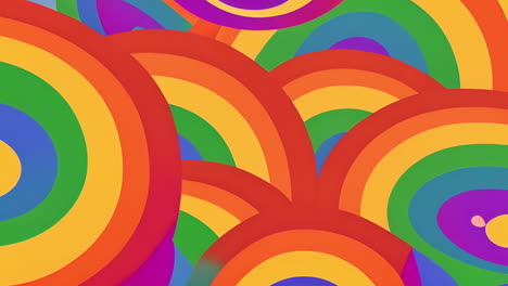 colorful overlapping rainbow arches animation on vibrant background