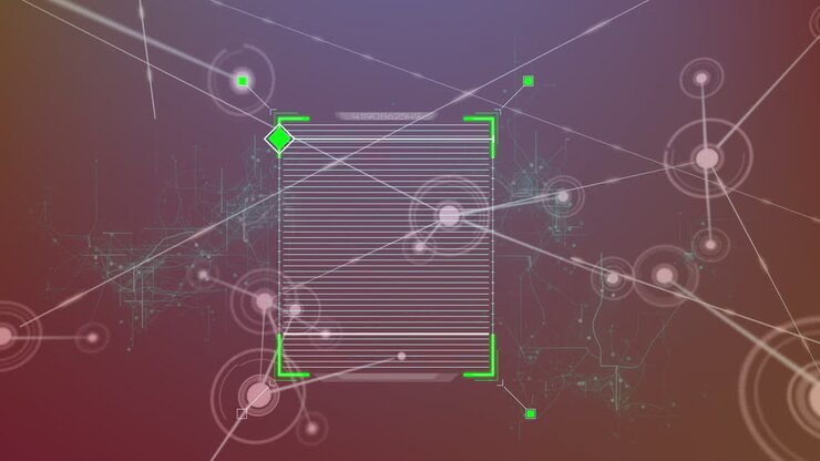 Animation of network of connections with icons and shapes over black background