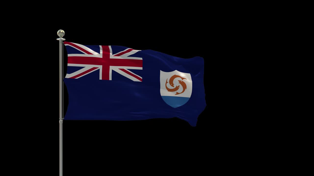 Anguilla Various Of Flags Waving National Flag On Pole, Table Flag