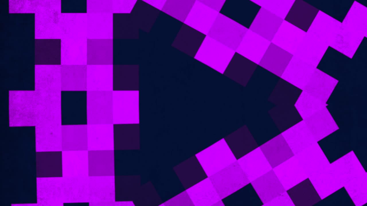 Pixelated alien face – purple, black, and blue square pattern