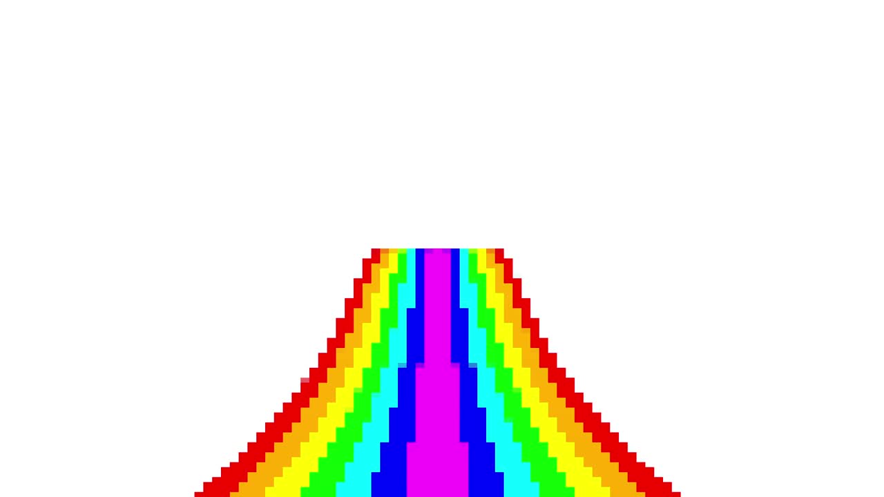 무지개 모션의 윈테이지 픽셀 모션 (무지개 위의 구름과 함께 앞쪽 관점에서 다채로운 애니메이션 배경으로 사용할 수 있습니다) 배경은 원활한 루핑입니다.