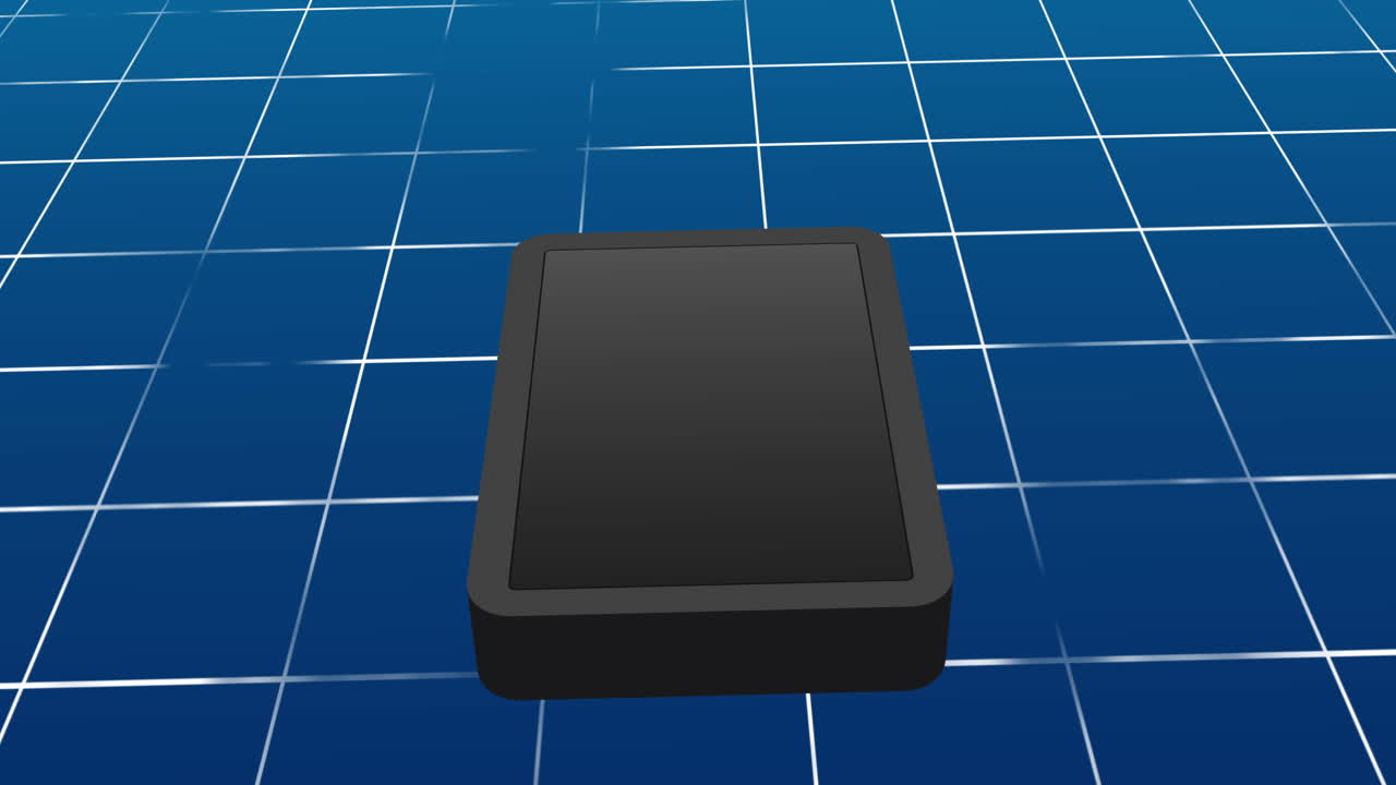 animación de la tableta con un chat en fondo azul