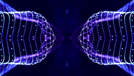 4k looped sci-fi 3d abstract background. glow blue particles form lines, symmetrical structures. for holiday presentations, ceremonies as vj loop motion design