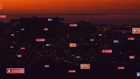 animation of social media data processing over cityscape