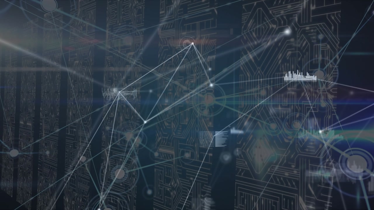 Animation of network of connections over server room