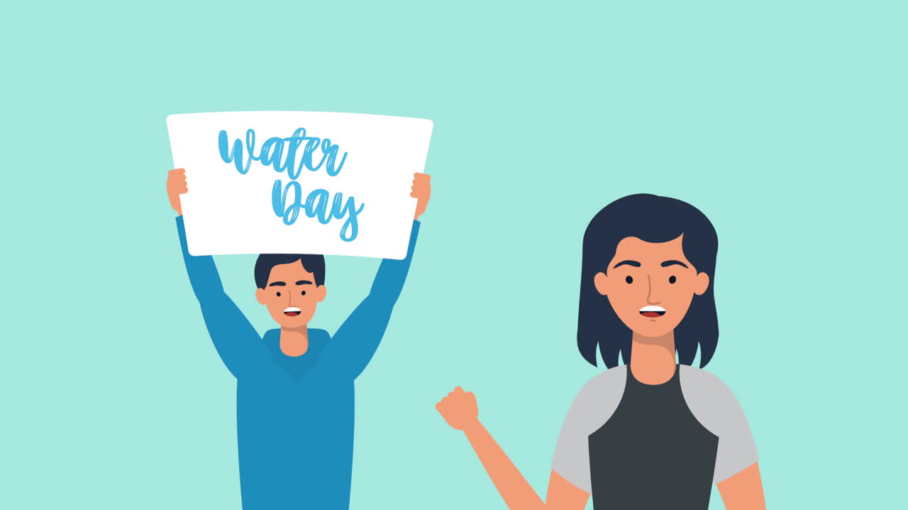 물의 날 애니메이션을 위한 캠페인에 참여한 활동가 남성