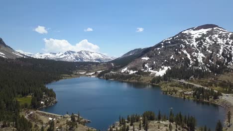 aerial view of ellery lake near yosemite national park