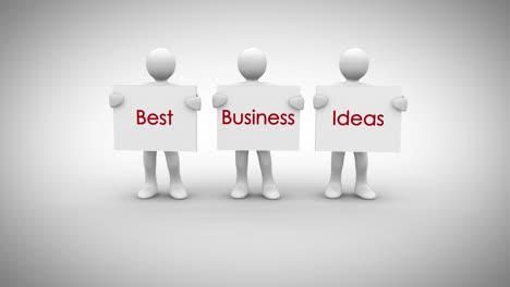 White-characters-showing-signs-saying-best-business-ideas