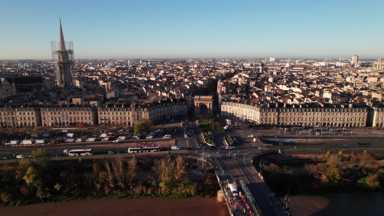 Porte de Bourgogne, Bordeaux, France, 4K aerial shot