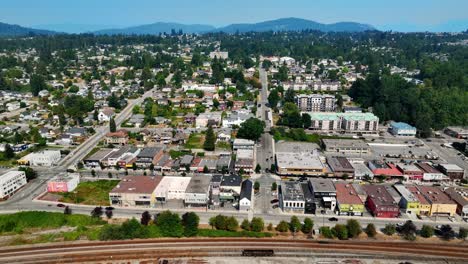 panorama of cityscape of mission, lower mainland, british columbia, canada