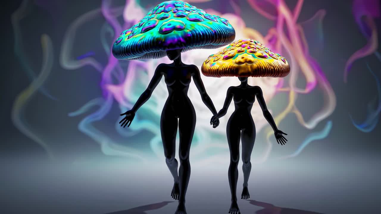 dos mujeres con sombreros de hongo