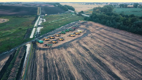 farm machinery and equipment at a harvest site