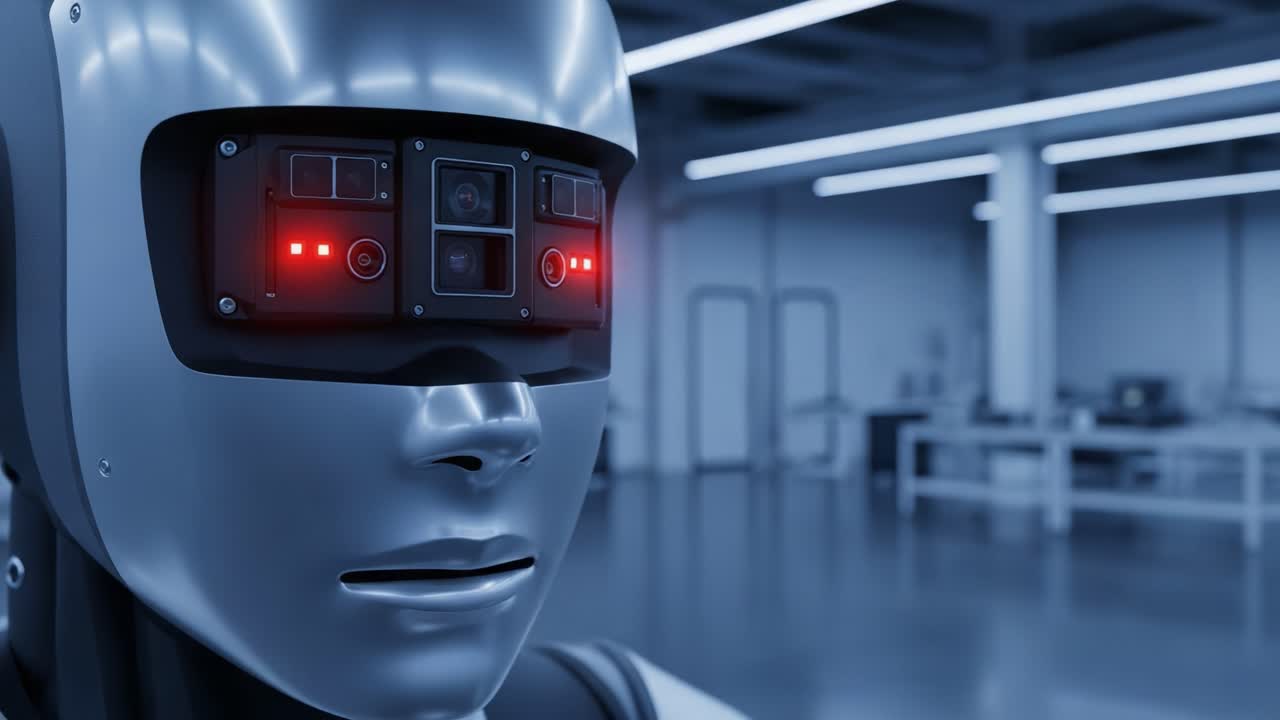 A Futuristic Robot with Advanced Sensors Captured in a High-Tech Environment, Showcasing Its Innovative Design and Cutting-Edge Technology in Action.