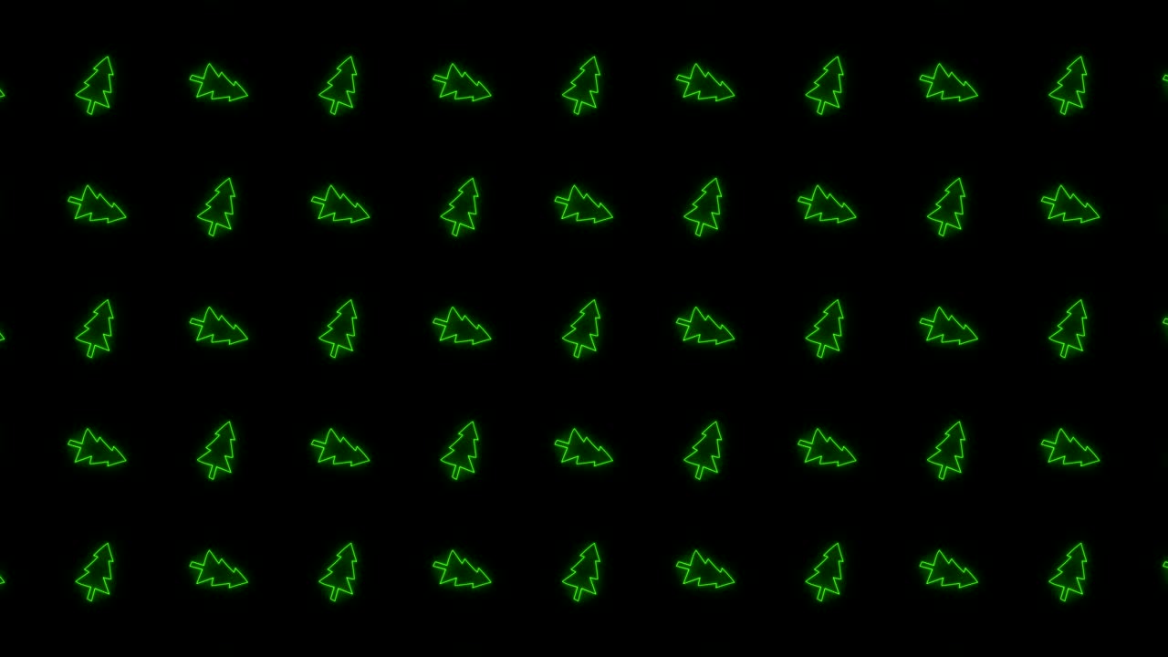 빛나는 녹색과 검은색의 크리스마스 트리 타일 배경 애니메이션 패턴