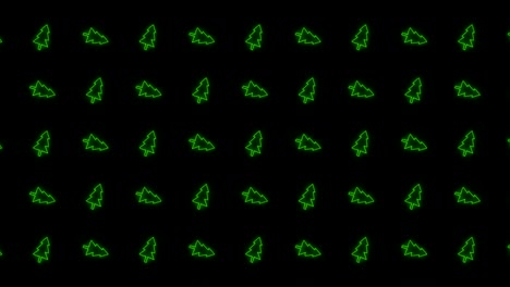 Weihnachtsbaum-Gekacheltes-Hintergrundanimationsmuster-In-Leuchtendem-Grün-Und-Schwarz