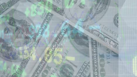 animación de datos financieros y gráficos en dólares