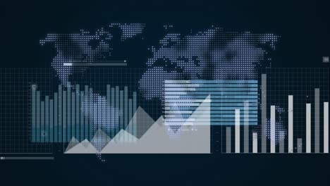 animation of financial data processing over dark background