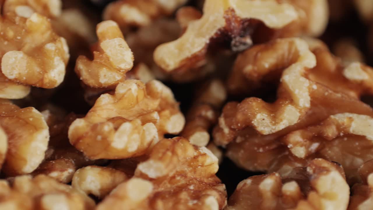 Walnuts without shell close-up macro. Peeled nuts. Healthy snacks. Product rich in minerals and vitamins.