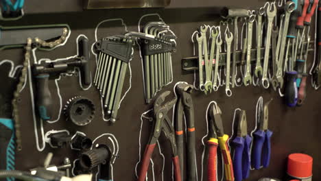 closeup shot of wall of organised tools