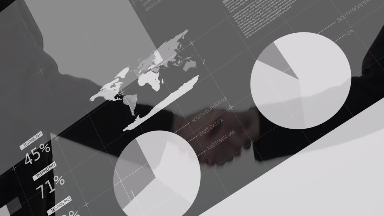 Animation of graphs and data over shaking hands